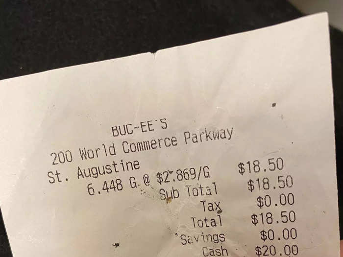 Of course, we also refueled our car at one of the many gas pumps outside. Even better, gas only cost $18.50, which was the smallest amount we paid the entire trip.