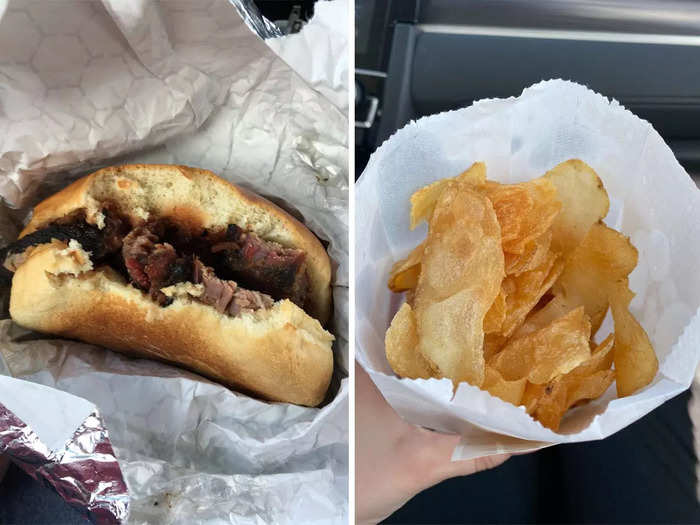 There were also lunch options like $4 sliced-brisket sandwiches and $1.29 "beaver chips" available later in the day. We stumbled upon these after visiting a second Buc-ee