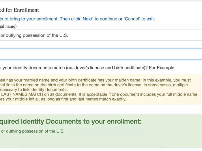 I also had to choose which documents I planned to bring to my appointment.