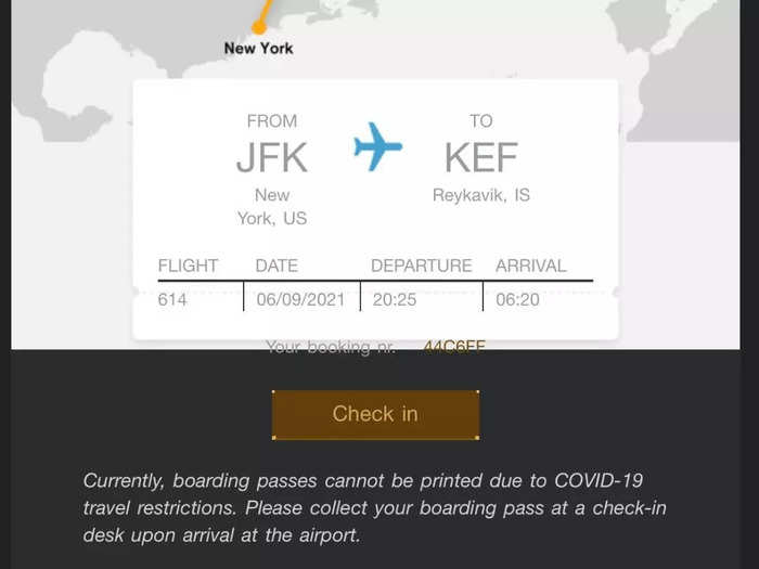 Due to COVID-19 restrictions, I was unable to check in online or on the mobile app and was instructed by Icelandair to collect my boarding pass at the desk.
