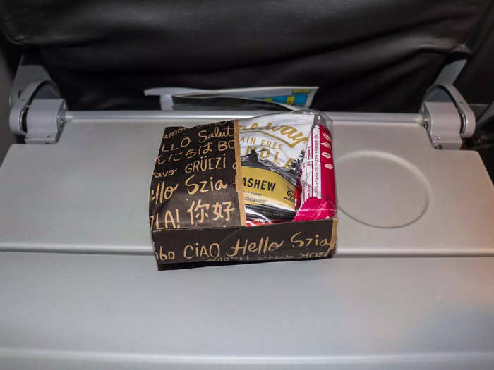 Flight attendants once more came around to serve drinks first, followed by a pre-packaged cold breakfast.