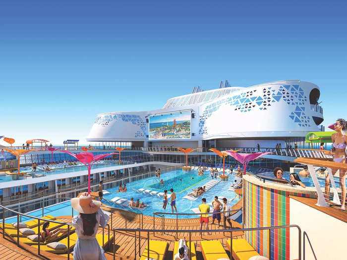 The more adventurous passengers can head to the "Pool and Sports Zone" area, which has a surf simulator, what the cruise line calls "the tallest slide at sea," mini golf, and a 10-deck zip line, to name a few features.