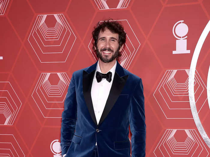 Josh Groban walked the red carpet in a tuxedo made from blue velvet.