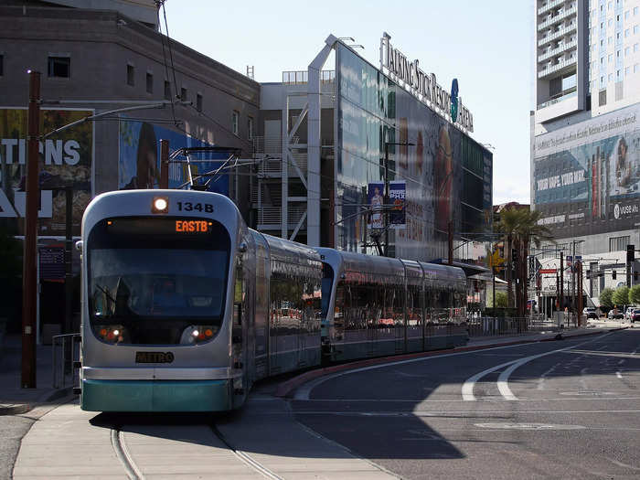 There is public transportation that takes residents to some parts of the city, but not all of it.