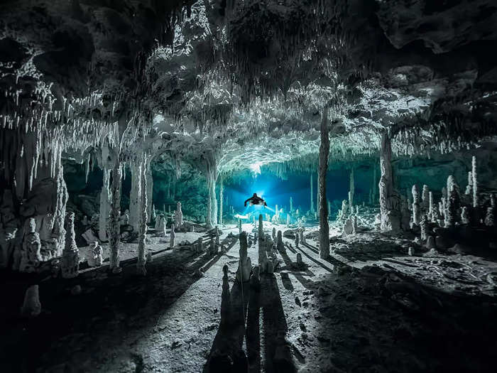 Martin Broen won the award for exploration photographer of the year with this photo of an underwater cave in Quintana Roo, Mexico.