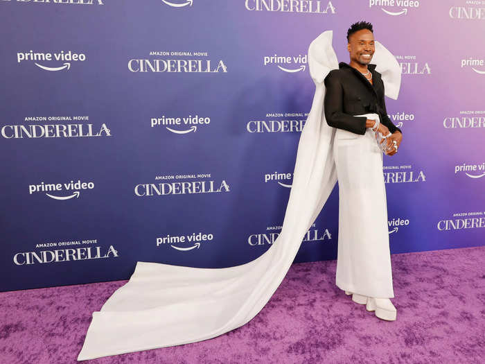 Porter wore a gown made from upcycled fabrics for the premiere of "Cinderella" this year.