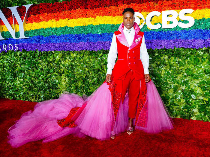 Porter stood out on the Tony Awards red carpet in 2019 with this pink and red number, but it served a larger purpose.