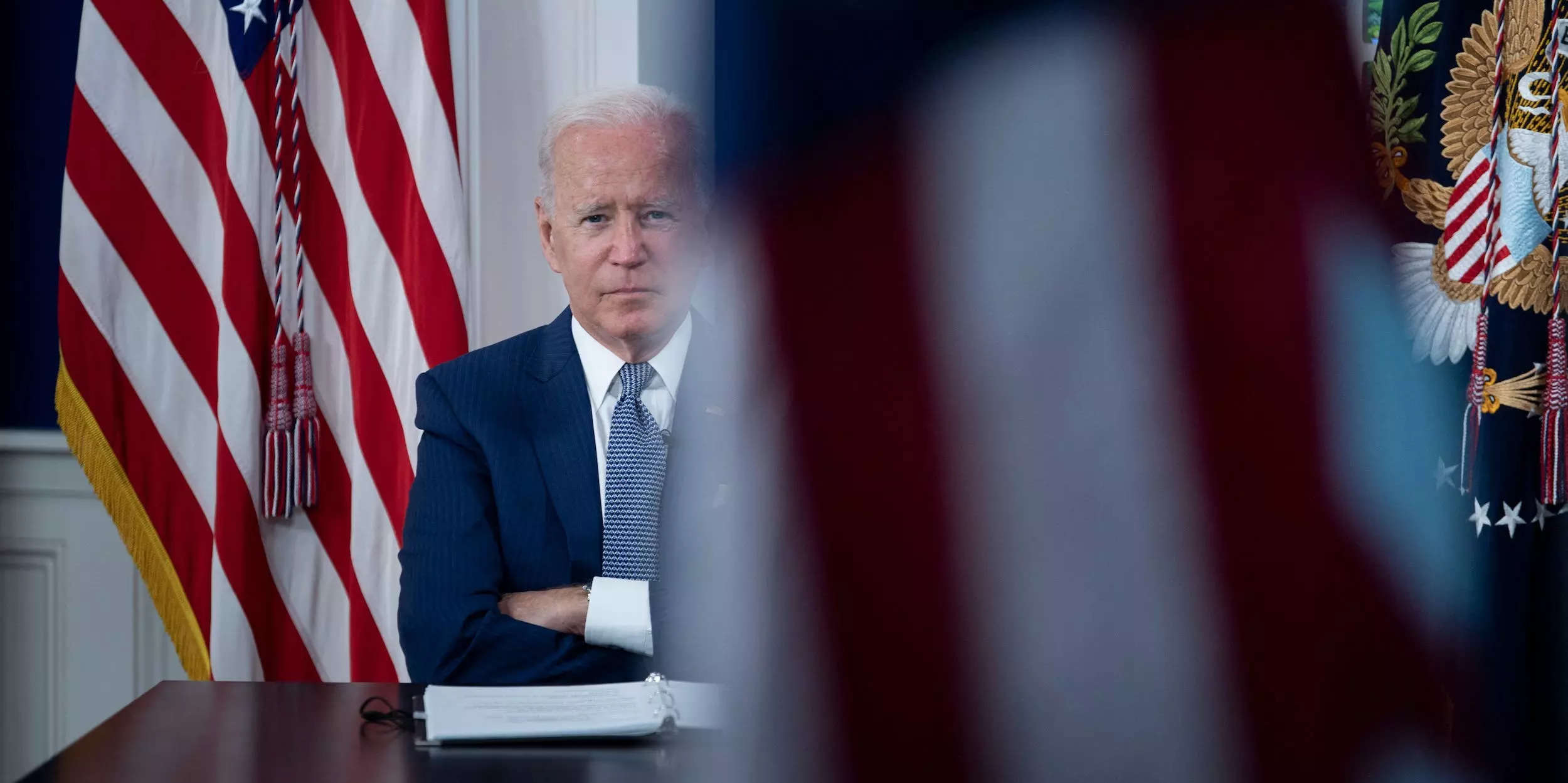 US President Joe Biden convenes a virtual Covid-19 Summit on the sidelines of the UN General Assembly, on September 22, 2021, in the South Court Auditorium of the White House in Washington, DC.