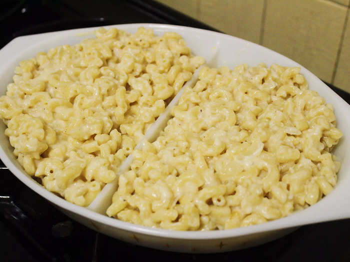 You can make the mac and cheese in individual pans or in a larger 1 1/2-quart baking dish.