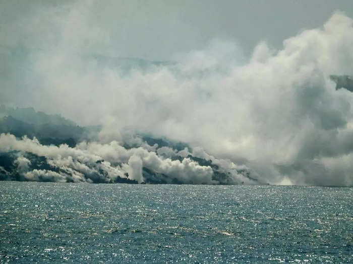 The lava from the volcano razed through the island and flowed into the Atlantic Ocean.