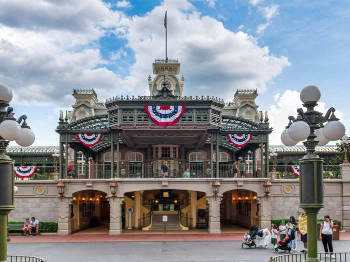 The Walt Disney World Railroad has stations on Main Street, USA, in Frontierland, and in Fantasyland.