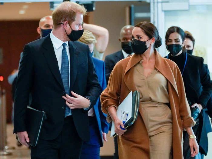 While visiting with world leaders at the United Nations headquarters, Markle opted for another coat by Max Mara.