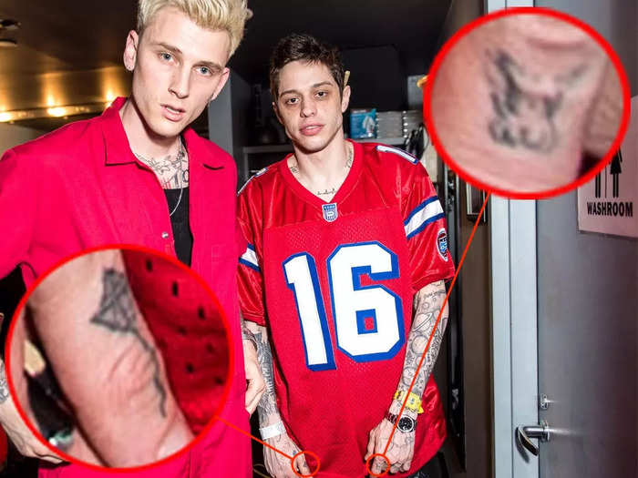 He has a series of micro-tattoos on his fingers, including a kite that covers a tattoo of Grande