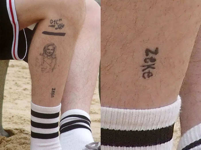 Machine Gun Kelly gave Davidson a real leg tattoo that says "Zeke" in their film "Big Time Adolescence."