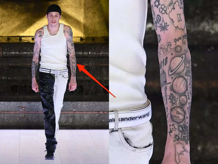 He has several planets tattooed on his left arm.