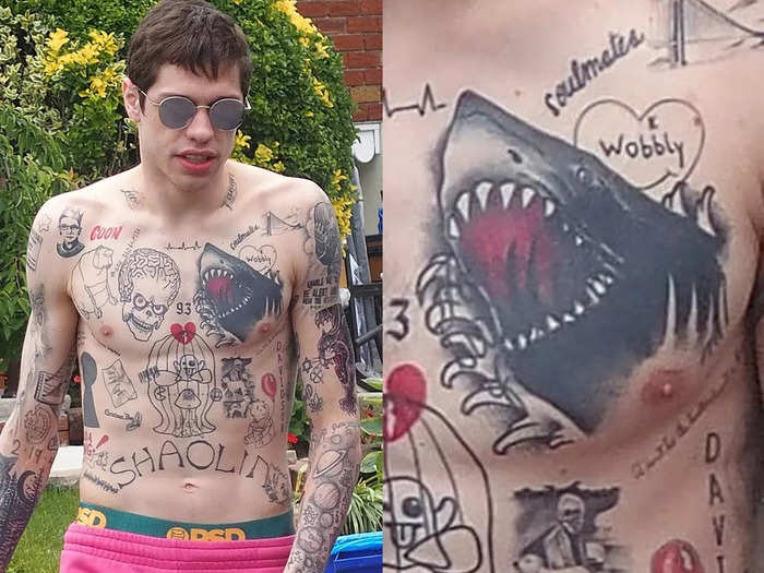 In 2018, Davidson covered a tattoo that said, "Jokes come and go, but swag is forever" with a giant shark.