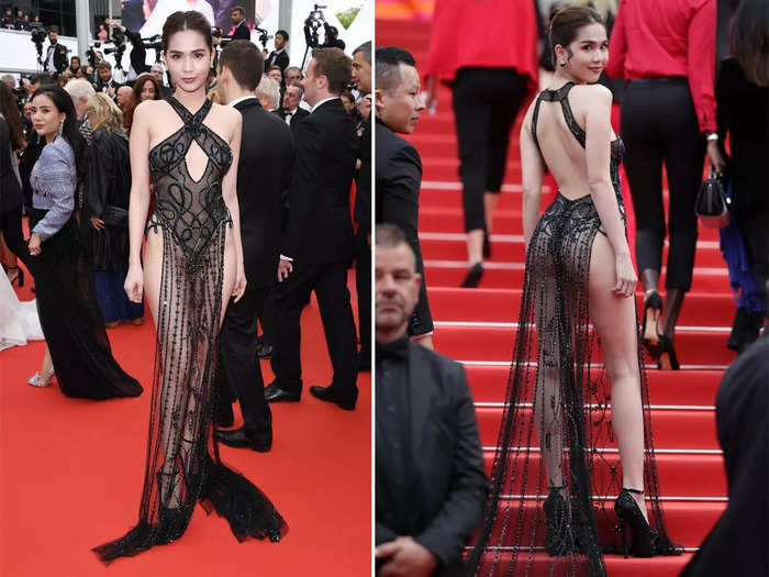 Every bit of the Đỗ Long gown Ngoc Trinh wore to the 2019 Cannes Film Festival was striking, but the see-through skirt that exposed her legs was particularly daring.