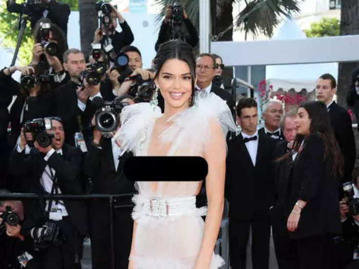 Kendall Jenner wowed in a white Schiaparelli Haute Couture dress that was see-through from head to toe at the 2018 Cannes Film Festival.