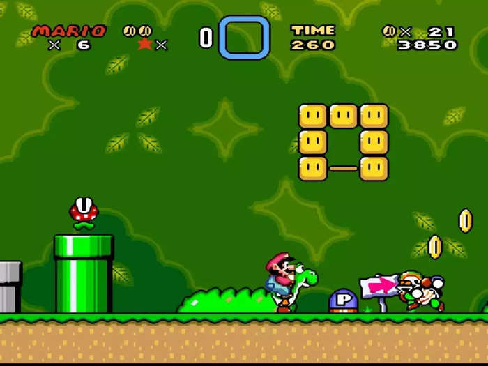 You might be wondering what the connection to the dinosaur stuff is. Given that the most recent "Super Mario Bros." game before the film was "Super Mario World" for the Super Nintendo, it appears that the theme was pulled from that game