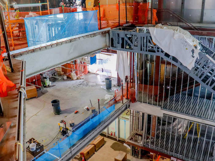 Those visiting the Sky Club on the highest level of the terminal will have ascended at a height of between 80 and 90 feet before heading back down nearly to ground level.