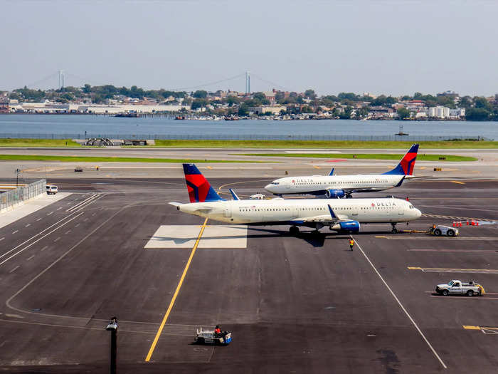 Depending on when they open, the outdoor patios may be the only outdoor space at LaGuardia. Terminal B has plans to create an outdoor area but that hasn