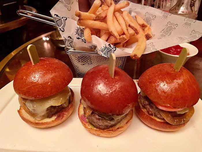 After three cocktails, we were more than ready for some food. First, we tried the sliders, which Prince Harry had ordered.