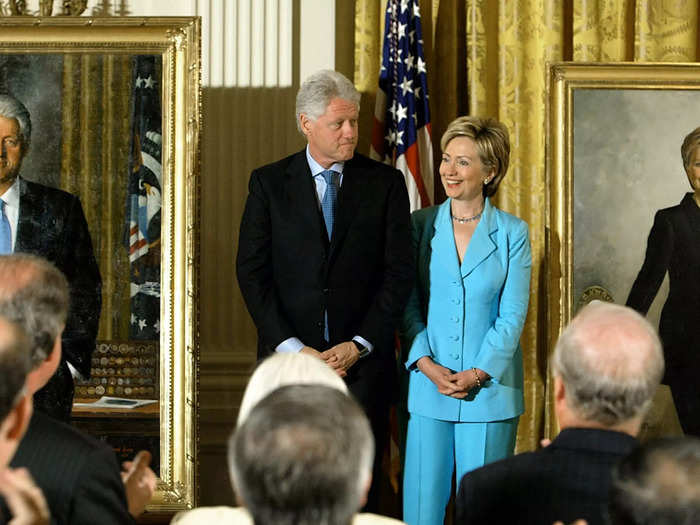 Hillary Clinton wore a pantsuit for her official first lady portrait, unveiled in 2004.