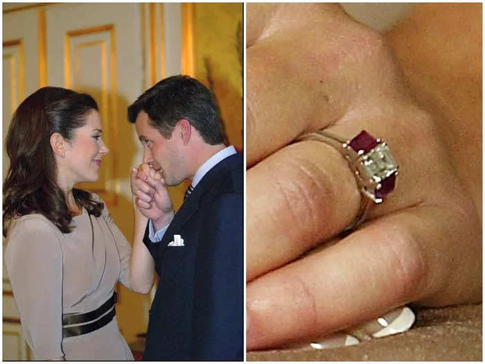 Crown Prince Frederik of Denmark proposed to Mary Elizabeth Donaldson in 2003 with a ring made of rubies and a single diamond.