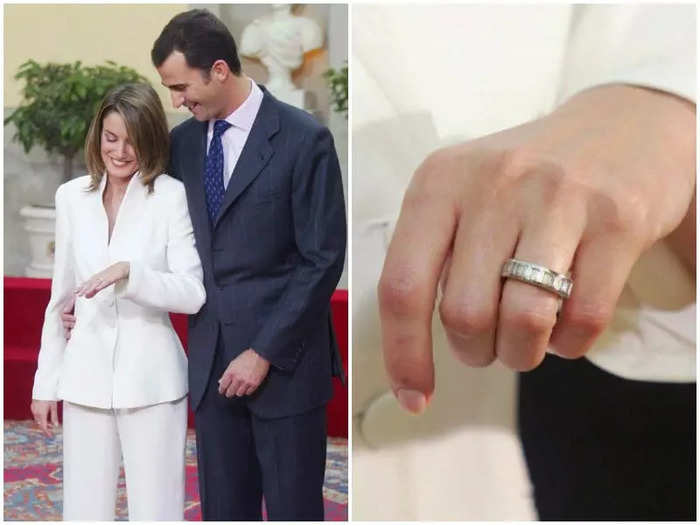 King Felipe of Spain (then Crown Prince) presented Queen Letizia with a band of diamonds instead of a traditional engagement ring.