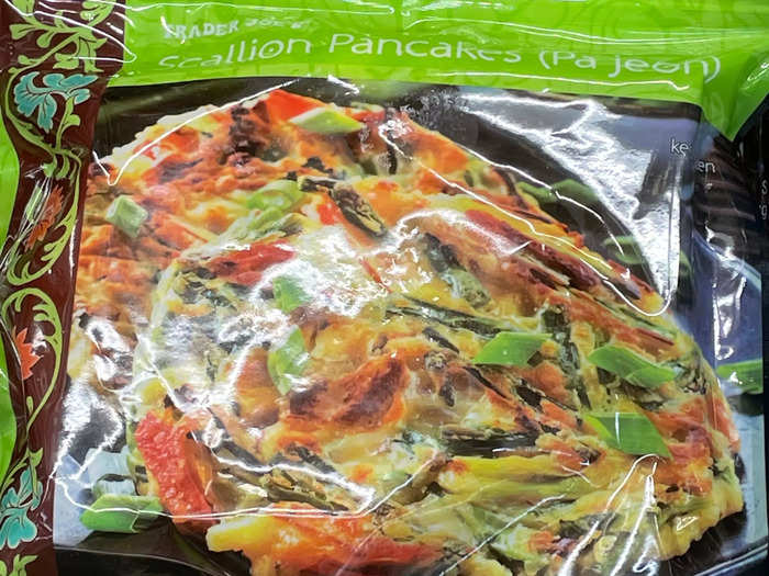 The frozen pajeon (scallion pancakes) heat up nicely in the air fryer.