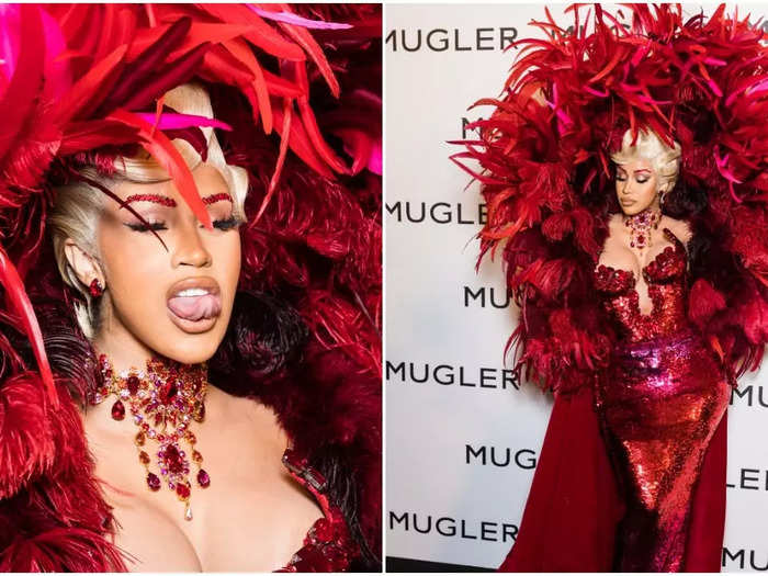 The queen of couture strikes again in Mugler during Paris Fashion Week 2021.