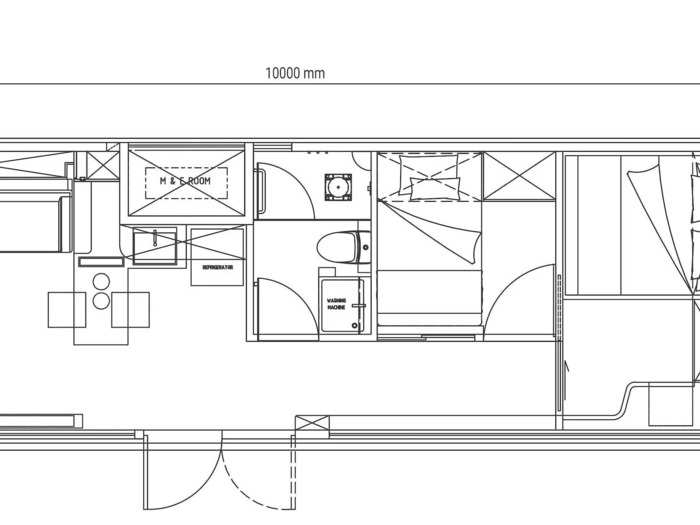 Unlike the previous Cubes, the new tiny home has two floor plan options: the first with one bedroom, and the second with two sleeping spaces.