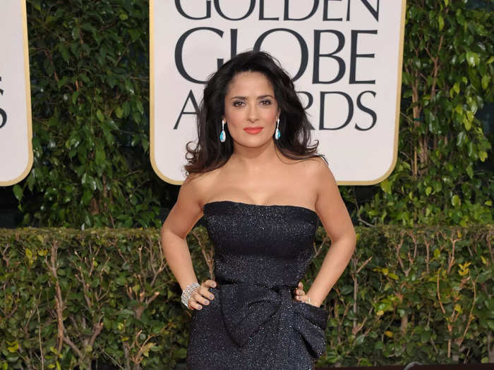 She wore a strapless black dress with a large bow at the 2013 Golden Globes.