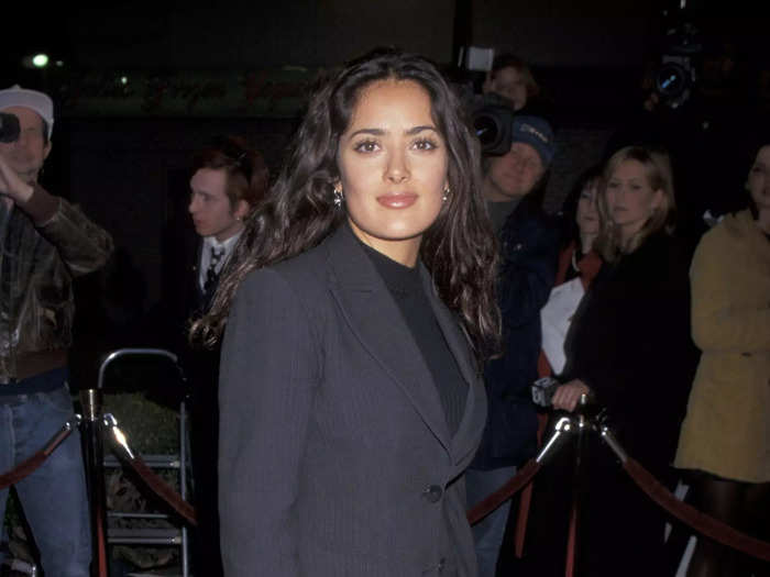 The actress wore a black sweater and dark suit to the LA premiere of "The Birdcage" in March 1996.