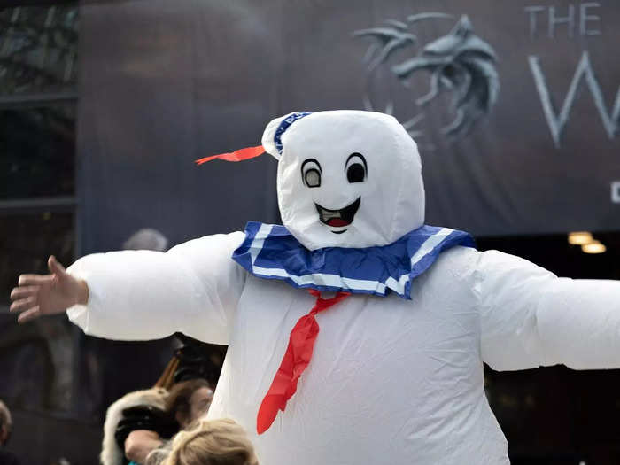 This Stay Puft Marshmallow Man from "Ghostbusters" delighted a young attendee.