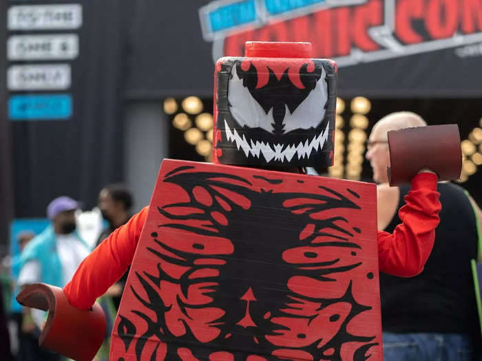 This custom-made Lego Carnage was created over one weekend using recycled cardboard.