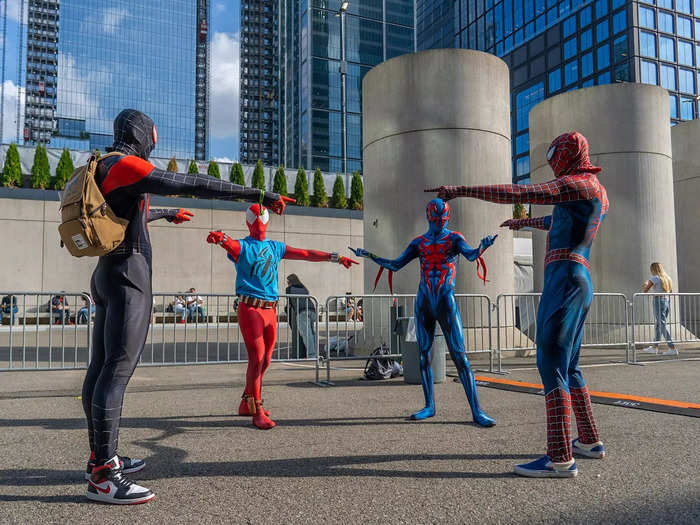 Spider-Man variants were one of the most popular looks this year. This group recreated the famous Spider-Man Pointing at Spider-Man meme on Thursday.