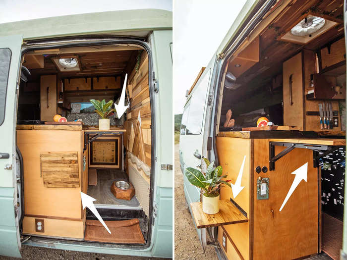 When she is using the kitchen, Rodriguez maximizes the space with foldout tables for extra room to prep food.