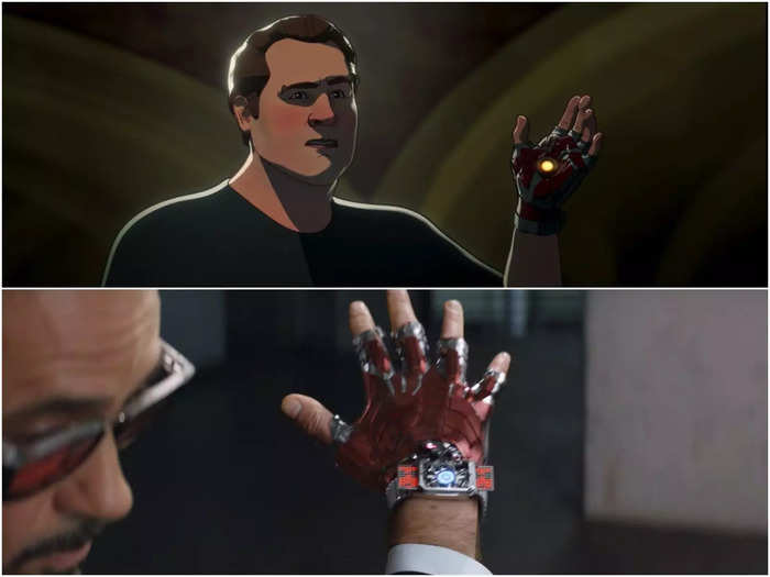 Happy seems to be using an Iron Man repulsor glove that looks very similar to what Tony used in 