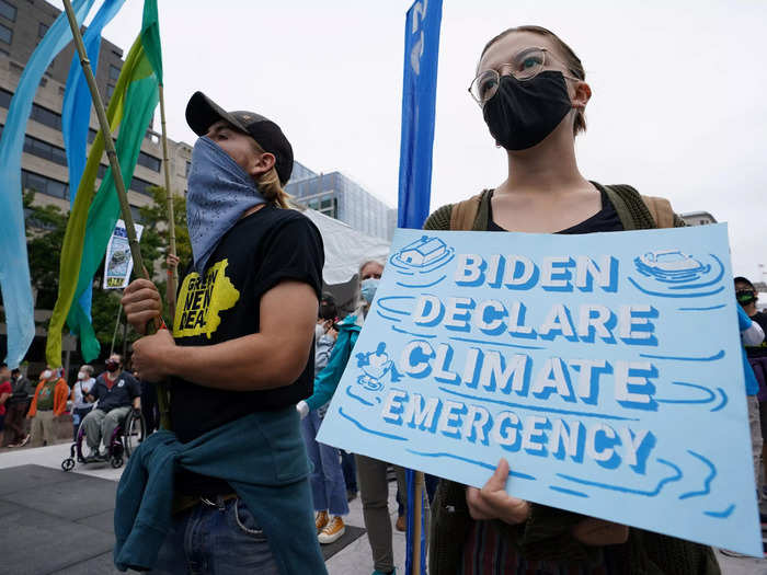 Crowds of climate activists protested against fossil fuel extraction.