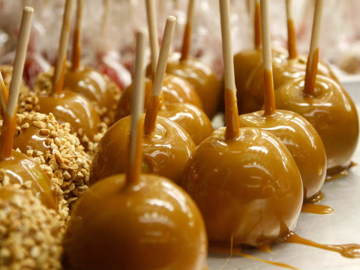 Kahng recommends enjoying the stickiness of caramel in the form of a caramel apple.