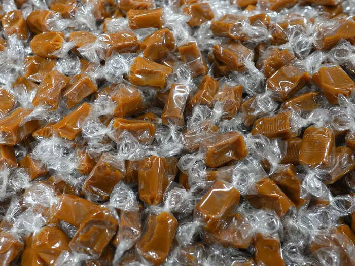 Like gummies, caramels are sticky and take a long time to dissolve.