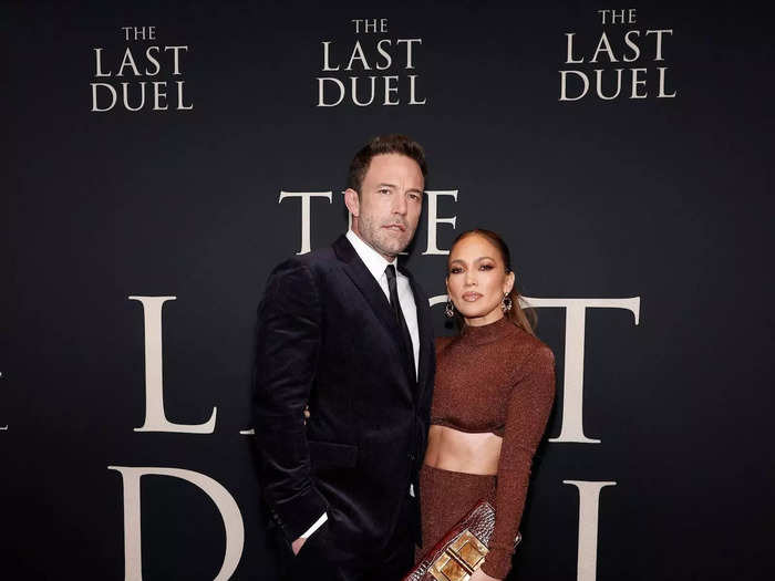 At the New York premiere of "The Last Duel," the couple stood side by side in textured outfits.