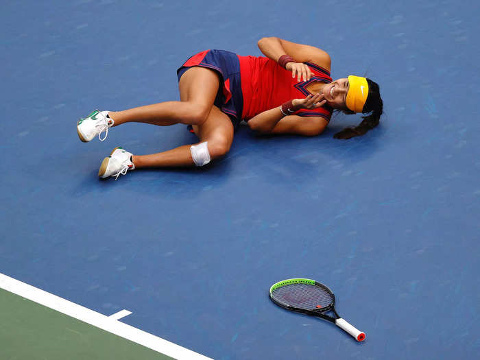 9/11: Emma Raducanu reacts to winning the US Open - the first Grand Slam championship of her young career.