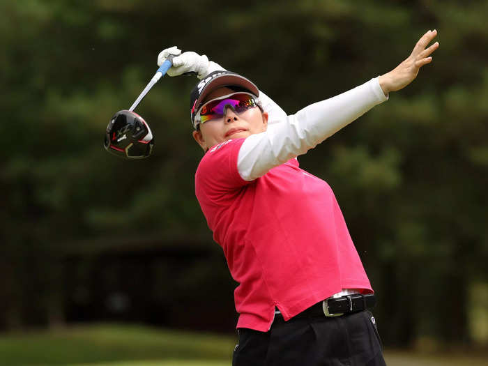 9/10: Japanese golfer Minami Katsu hits a tee shot during JLPGA Championship Konica Minolta Cup at Shizu Hills Country Club in Hitachiomiya, Japan. (Photo by Atsushi Tomura/Getty Images