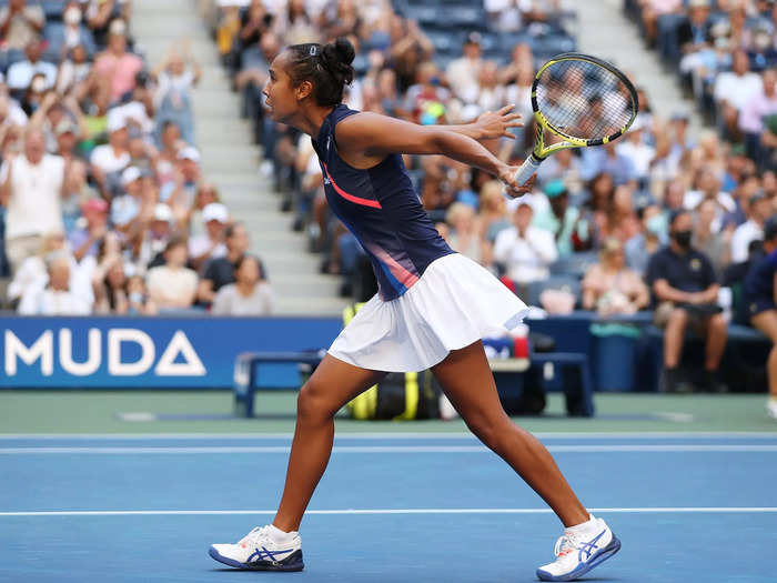 9/7: Leylah Hernandez reacts during a US Open match.