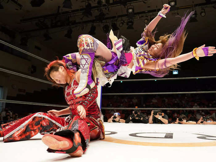 9/6: Tam Nakano and Takumi Iroha compete during the Pro-Wrestling "Stardom" at Korakuen Hall in Tokyo, Japan.