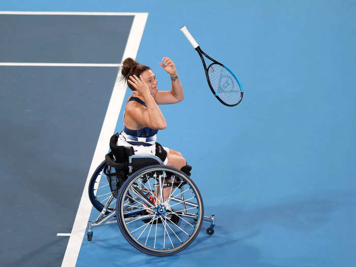 9/3: Wheelchair tennis star Jordanne Whiley of Team Great Britain reacts to winning a bronze medal at the Tokyo Paralympics.