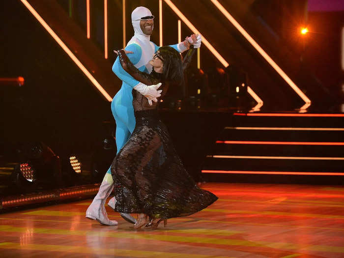 Matt James got a slightly higher score of 26 out of 40 for his quickstep to "The Incredits" from "The Incredibles" with partner Lindsay Arnold, but his costume was very memorable.