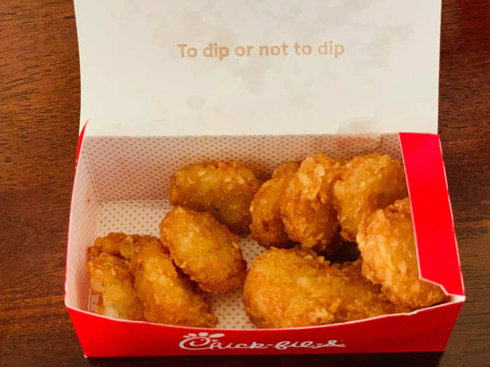 The hash browns at Chick-fil-A were made for dipping.